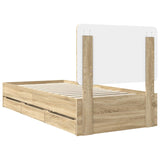 Bed Frame with Drawer Sonoma Oak 90 x 190 cm Engineered Wood - Extra Image