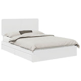 Storage Bed with Headboard White 150 x 200 cm Engineered Wood - Front View