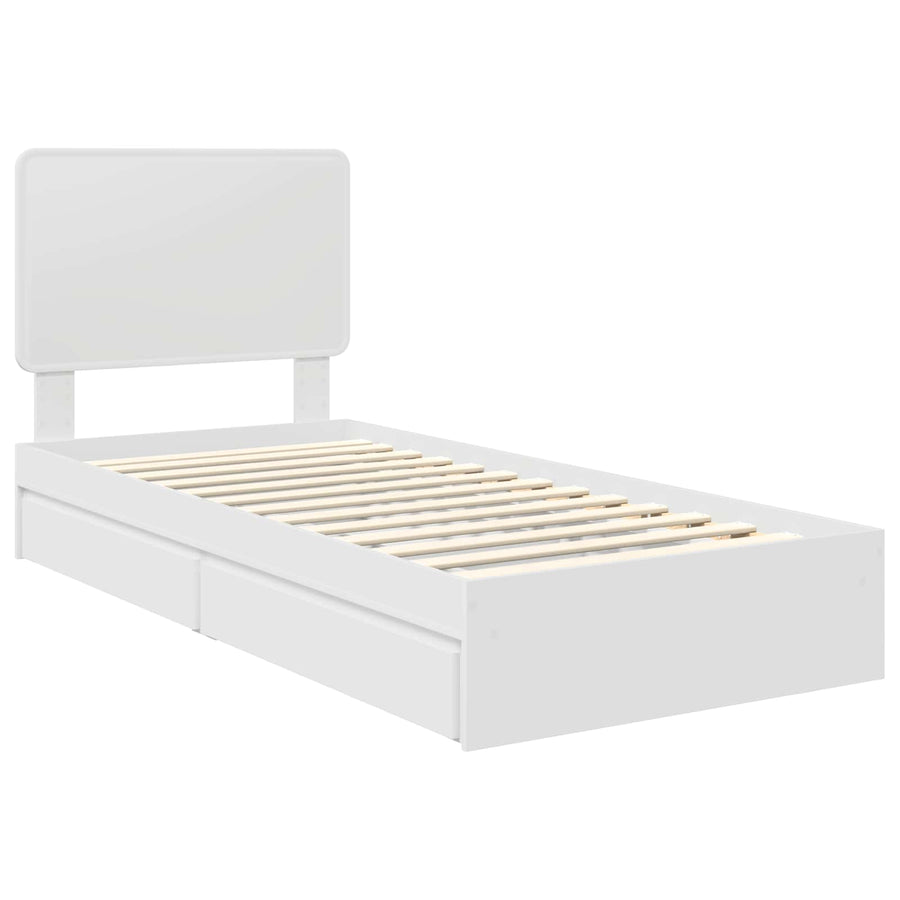 Storage Bed with Drawer White 90 x 190 cm Engineered Wood