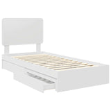 Storage Bed with Headboard White 90 x 190 cm Engineered Wood - 45-Degree Angle