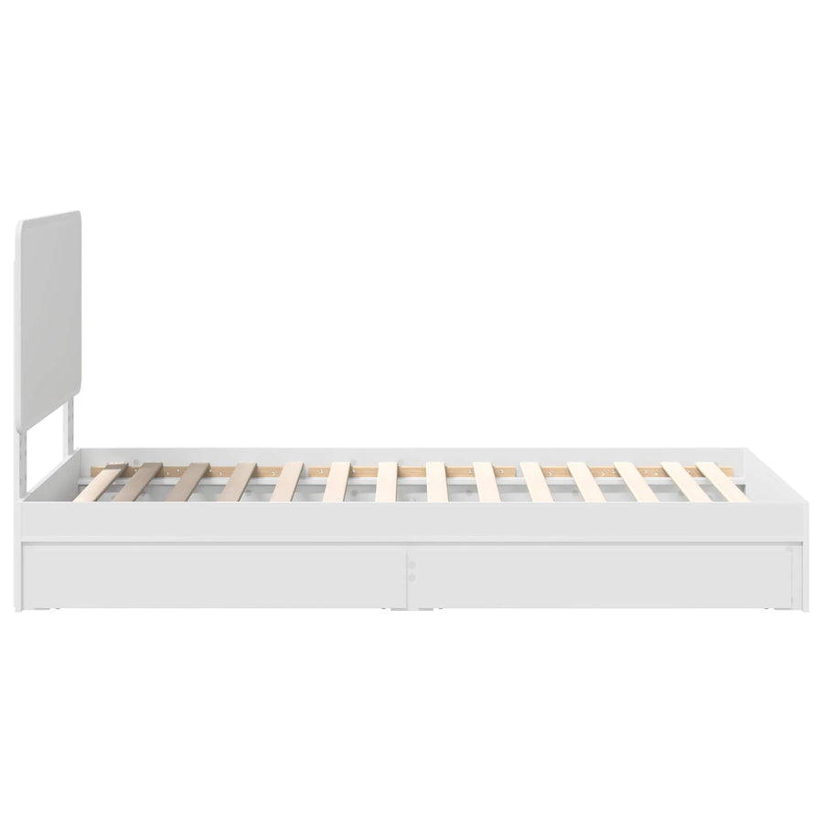 Storage Bed with Drawer White 90 x 190 cm Engineered Wood