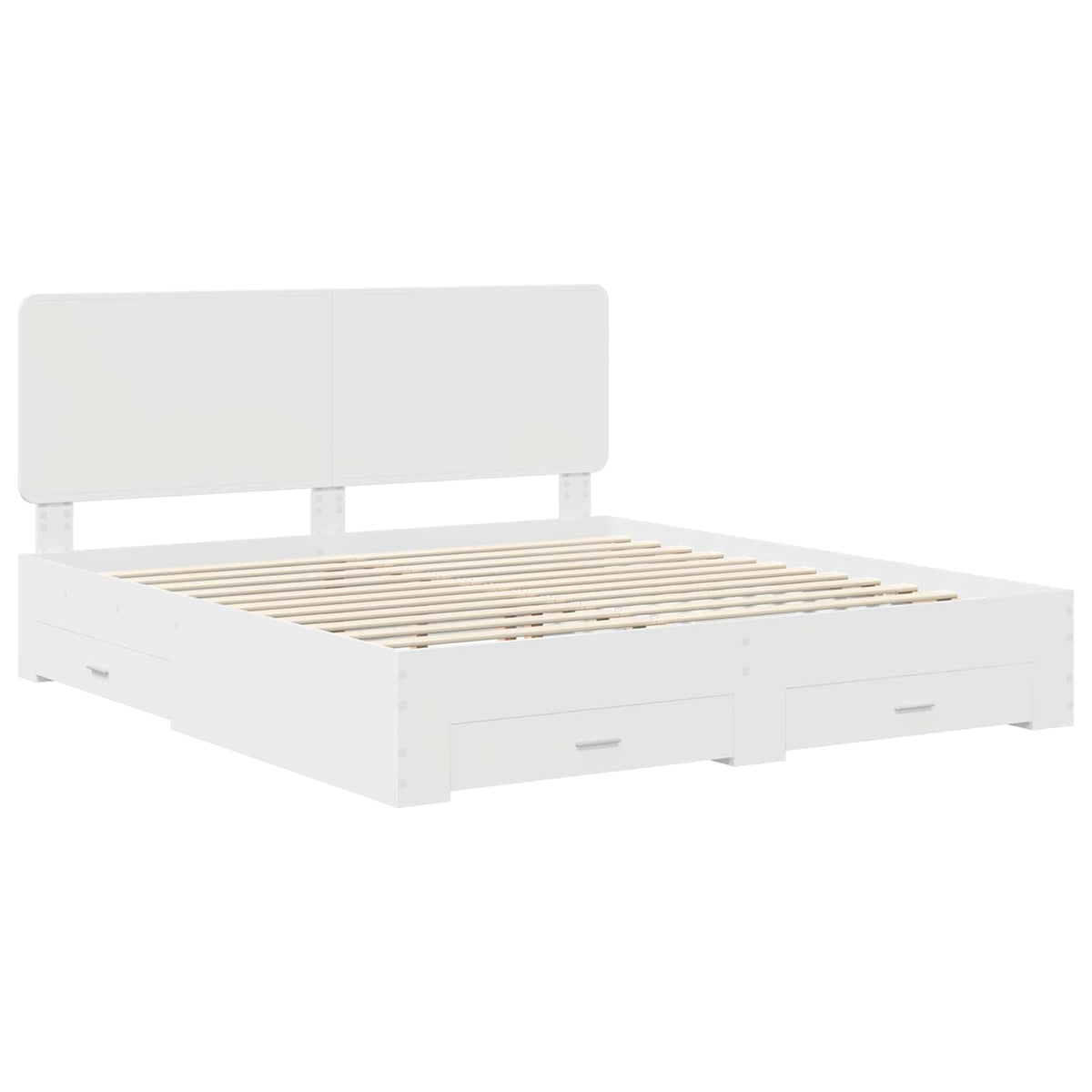 Bed Frame with Drawer White 180 x 200 cm Engineered Wood