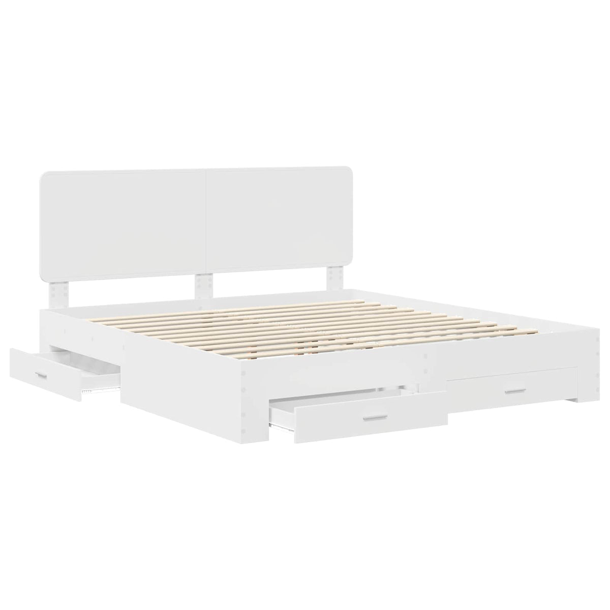 Bed Frame with Drawer White 180 x 200 cm Engineered Wood