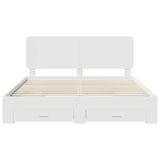 Bed Frame with Drawer White 180 x 200 cm Engineered Wood
