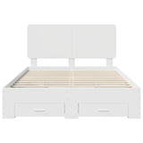 Bed Frame with Headboard White 150 x 200 cm Engineered Wood - Low Angle