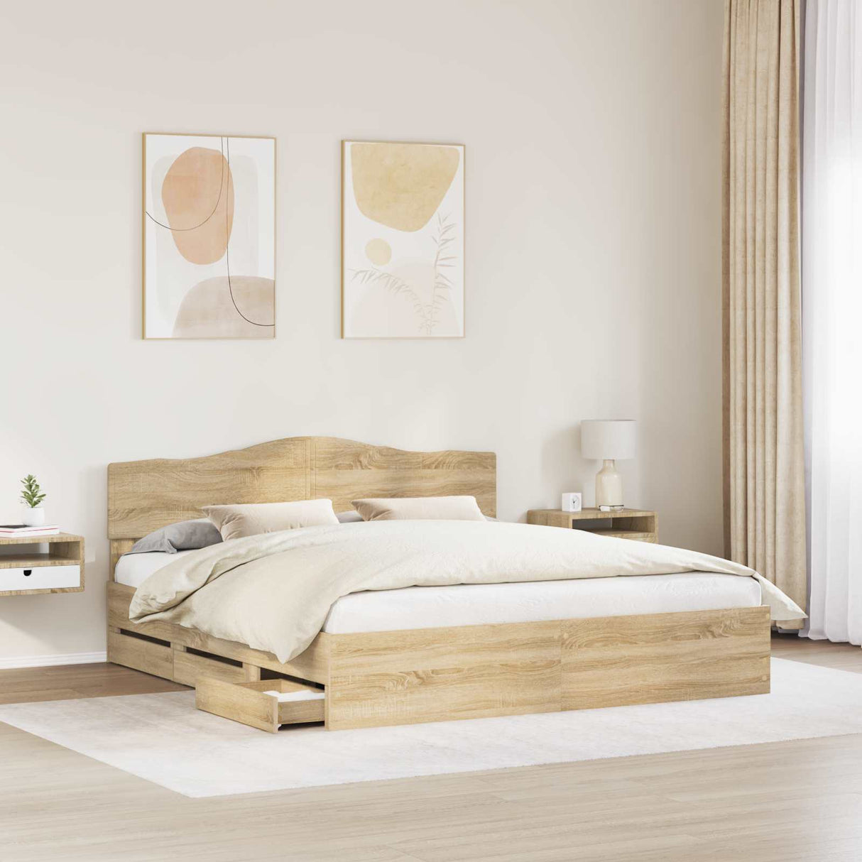 Bed Frame with Drawer Sonoma Oak 180 x 200 cm Engineered Wood
