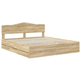 Bed Frame with Drawer Sonoma Oak 180 x 200 cm Engineered Wood - Top-Down View