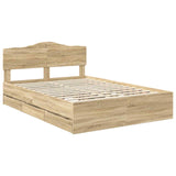 Bed Frame with Drawer Sonoma Oak 150 x 200 cm Engineered Wood - Top-Down View