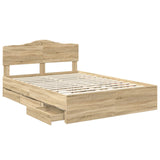 Bed Frame with Drawer Sonoma Oak 150 x 200 cm Engineered Wood - 45-Degree Angle