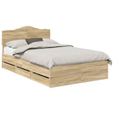 Bed Frame with Drawer Sonoma Oak 135 x 190 cm Engineered Wood
