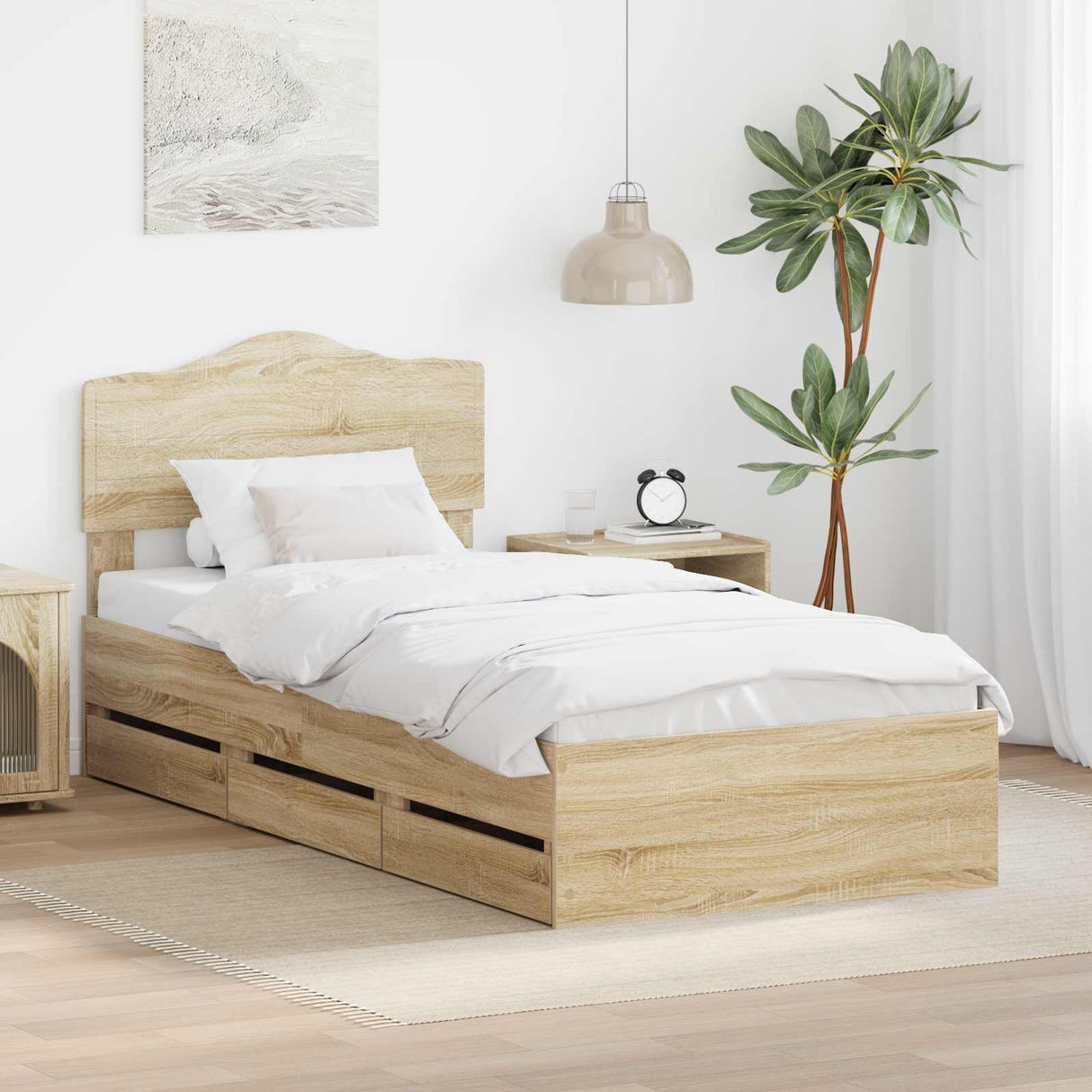 Bed Frame with Drawer Sonoma Oak 90 x 190 cm Engineered Wood