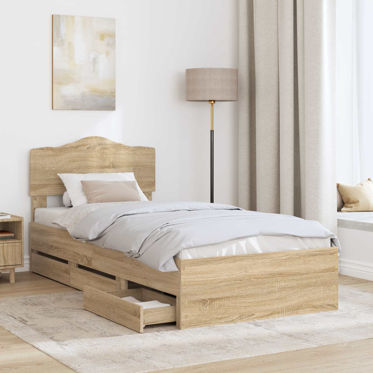 Bed Frame with Drawer Sonoma Oak 90 x 190 cm Engineered Wood