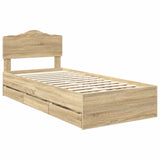 Bed Frame with Drawer Sonoma Oak 90 x 190 cm Engineered Wood - Top-Down View