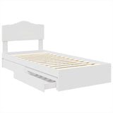 Storage Bed with Headboard White 90 x 190 cm Engineered Wood