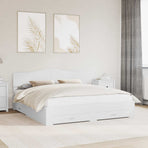 Bed Frame with Drawer White 180 x 200 cm Engineered Wood