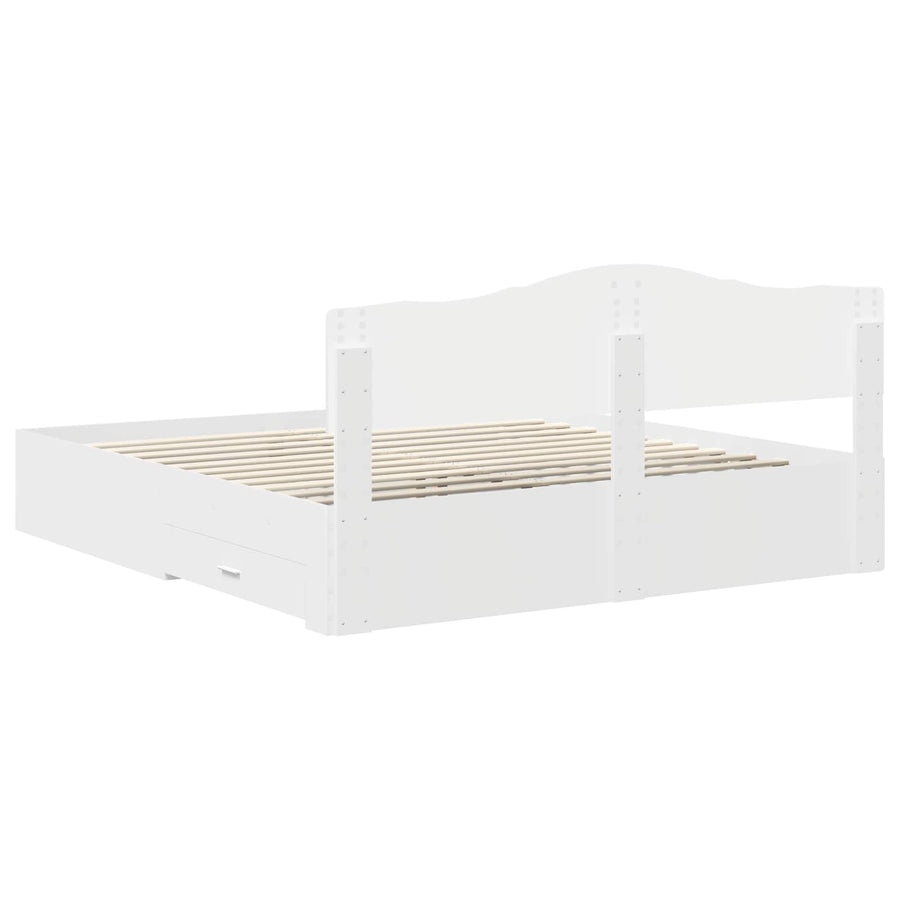 Bed Frame with Drawer White 180 x 200 cm Engineered Wood