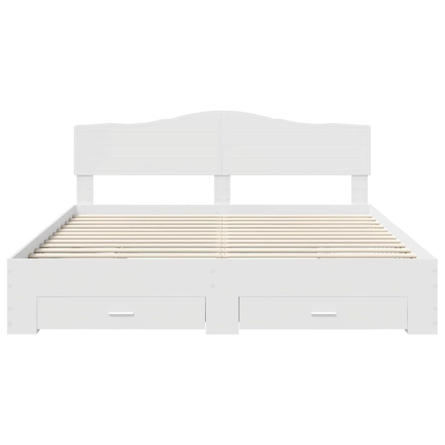 Bed Frame with Drawer White 180 x 200 cm Engineered Wood