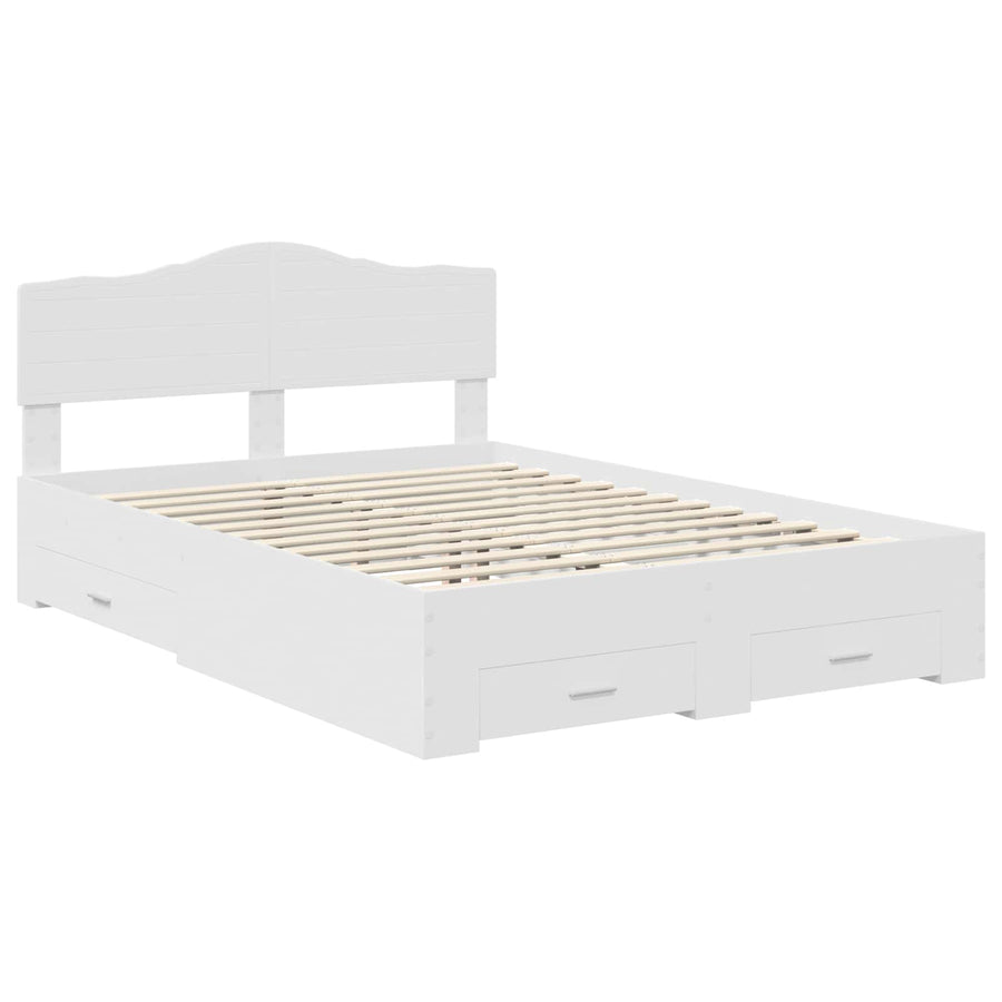 Bed Frame with Drawer White 150 x 200 cm Engineered Wood