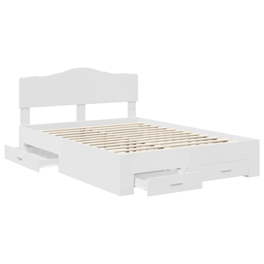 Bed Frame with Drawer White 150 x 200 cm Engineered Wood