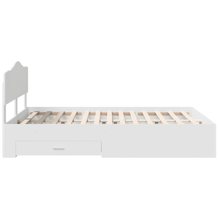 Bed Frame with Drawer White 150 x 200 cm Engineered Wood