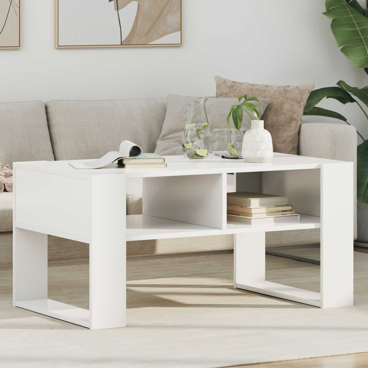 Coffee Table with Storage White 92 x 53 x 45 cm Engineered Wood