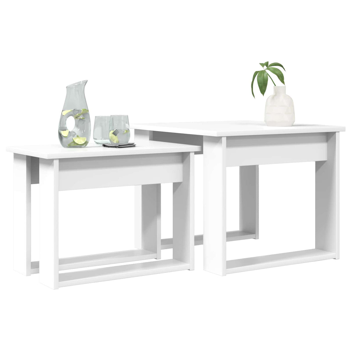 Coffee Table Set 2 pcs White Engineered Wood