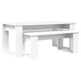 Coffee Table Set 2 pcs White Engineered Wood - Front View