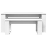 Coffee Table Set 2 pcs White Engineered Wood - Low Angle