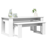 Coffee Table Set 2 pcs White Engineered Wood - Side View