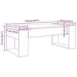 Coffee Table White 110 x 50 x 41 cm Engineered Wood - Extra Image