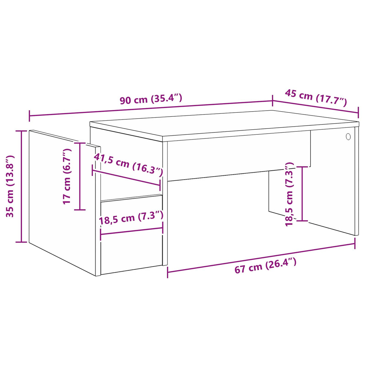 Coffee Table White 90 x 45 x 35 cm Engineered Wood