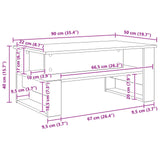 Coffee Table White 90 x 50 x 40 cm Engineered Wood
