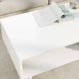 Coffee Table White 100 x 46 x 35 cm Engineered Wood - Top-Down View
