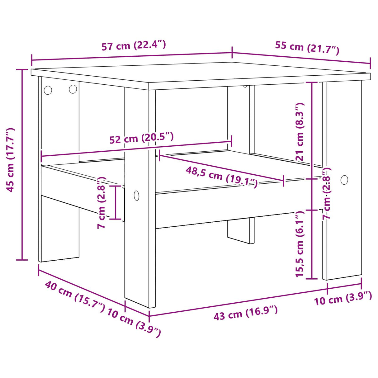 Coffee Table White 57 x 55 x 45 cm Engineered Wood