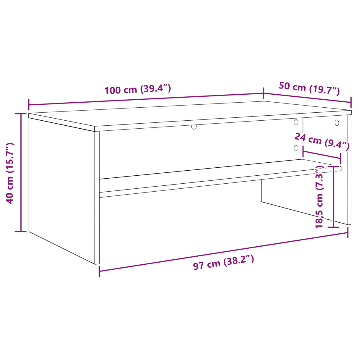 Coffee Table White 100 x 50 x 40 cm Engineered Wood