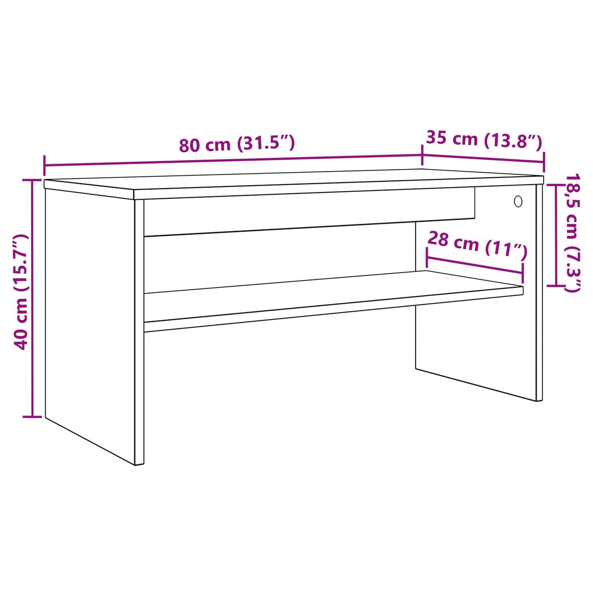 TV Cabinet White 80 x 35 x 40 cm Engineered Wood