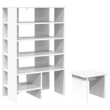 Shoe Cabinet with Shelf 2 pcs White Engineered Wood - Front View