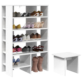 Shoe Cabinet with Shelf 2 pcs White Engineered Wood - Side View