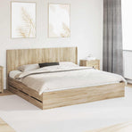 Bed Frame with Storage and Headboard Sonoma Oak 180 x 200 cm