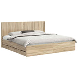 Bed Frame with Storage and Headboard Sonoma Oak 180 x 200 cm - Front View