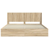 Bed Frame with Storage and Headboard Sonoma Oak 180 x 200 cm - Rear View