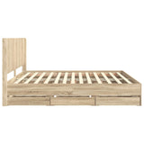 Bed Frame with Storage and Headboard Sonoma Oak 180 x 200 cm - Close-Up Angle