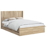 Bed Frame with Storage and Headboard Sonoma Oak 150 x 200 cm - Front View