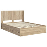 Bed Frame with Storage and Headboard Sonoma Oak 150 x 200 cm - Top-Down View