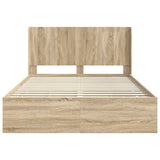 Bed Frame with Storage and Headboard Sonoma Oak 135 x 190 cm