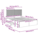 Bed Frame with Storage and Headboard Sonoma Oak 135 x 190 cm - Extra Image