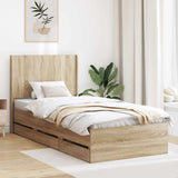 Bed Frame with Storage and Headboard Sonoma Oak 90 x 190 cm