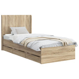 Bed Frame with Storage and Headboard Sonoma Oak 90 x 190 cm