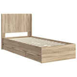 Bed Frame with Storage and Headboard Sonoma Oak 90 x 190 cm - Top-Down View