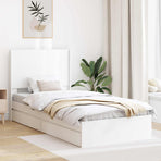 Bed Frame with Storage and Headboard White 90 x 190 cm